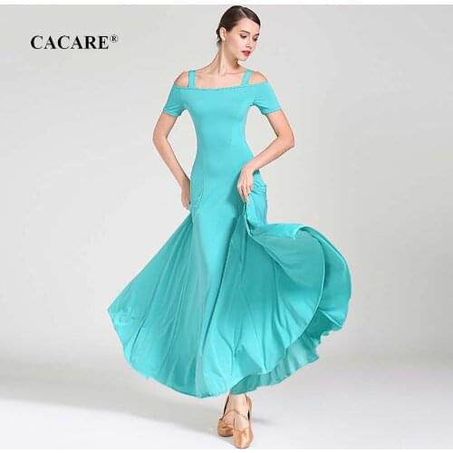 CACARE Ballroom Dance Competition Dresses Waltz Dress Standard Dance Dresses 7 Colors D0183 Big Ruffled Hem