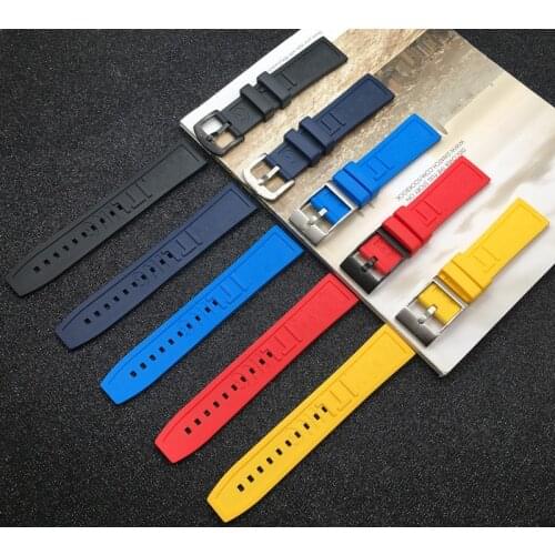Soft Natural Rubber Watch band 22mm 24mm Black Blue Red Yellow Watchband Bracelet For Breitling strap for Navitimer Avenger belt