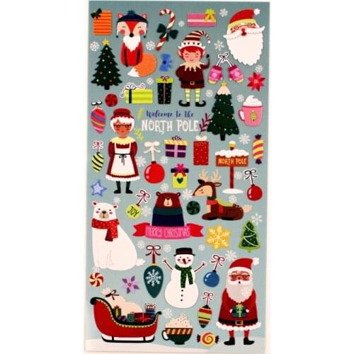 Merry Christmas Cartoon Stickers Cute Animal Deer Bear Tree Snowman Cards Making Diary Scrapbooking Material Decoration Craft
