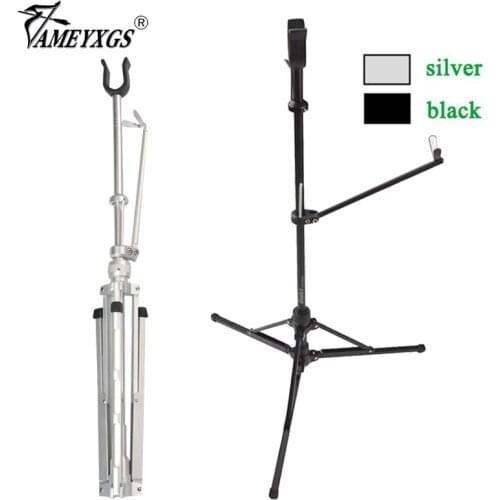 Aluminum Alloy Archery Recurve Bow Stand Automatic Shrinkage Longbow Tripod Bracket Rack For Bow Hunting Shooting Accessories