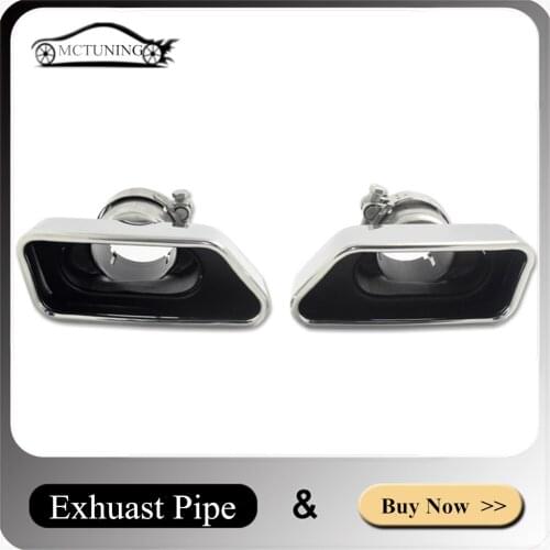 One Pair 2 Styles Car Parts Muffler Pipe For B-MW F10 535 GT550 640 Silver Stainless Steel Exhaust Square End Tip Nozzles
