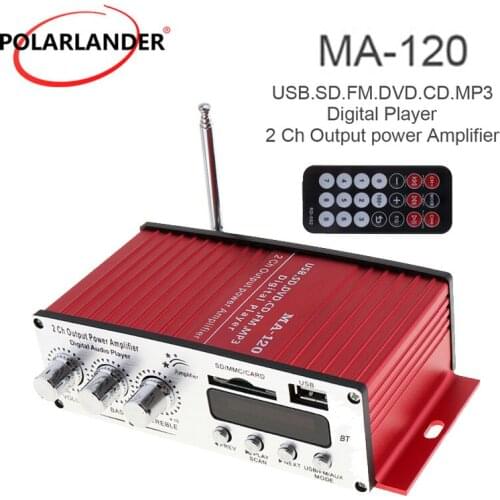 Car auto vehicle Stereo Power Amplifier USB/FM/SD/DVD/MP3 Player 12V MA120 NEW 2ch output power amplifier 20WX2