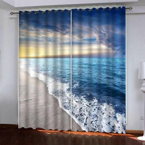 Custom 3D curtain Beautiful scenery of the sea for Living Room Bedroom Decorative Kitchen Curtains Drapes
