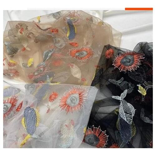 Womens wear childrens wear shark seaweed mesh embroidered lace fabric embroidered fabric