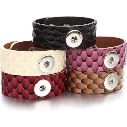 Hot Sale 5 Colors Retro Leather Snap Bracelet Vintage Leather Bracelet & Bangle Fit 18mm Snap Bracelet For Women Bracelet