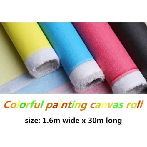 1.61m wide 30m long roll five colors quality cotton primed canvas roll 325gsm