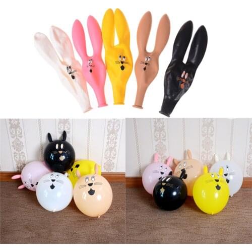 10pcs/lot Rabbit Head Latex Inflatable Balloon Mixed Color Childrens Party Special Shaped Cartoon Toys Random