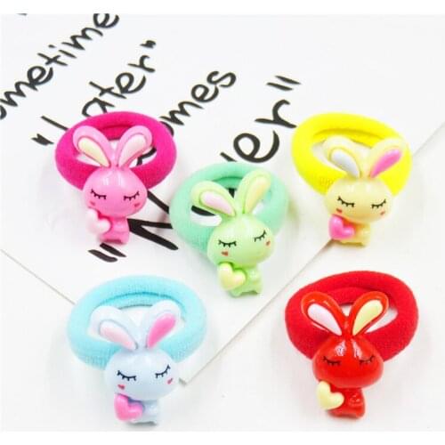 10PCS/LOT Rabbit LOVE Solid Bow Elastic Hair Bands Toy For Girls Handmade Child Rope Headband Scrunchy Hair Accessories For Kids