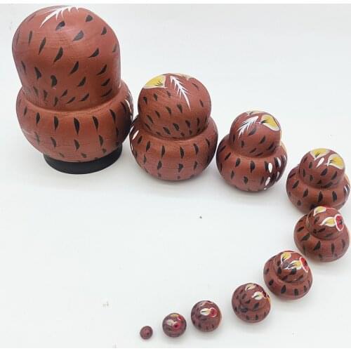 10Pcs Lovely Owl Matryoshka Russian Nesting Dolls Matrioska Babushka Wooden