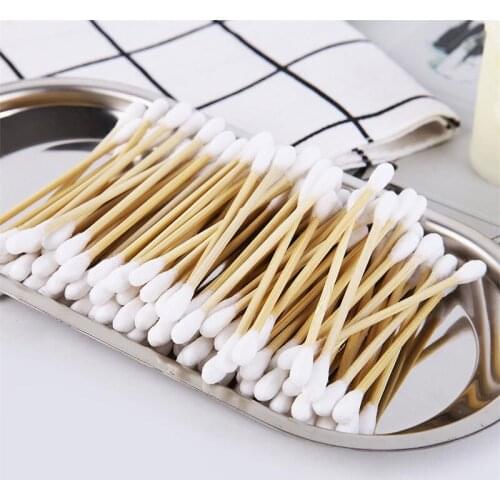 100pcs/ Pack Double Head Cotton Swabs Women Makeup Buds Tip for Wood Sticks Nose Ears Cleaning Health Care Tools