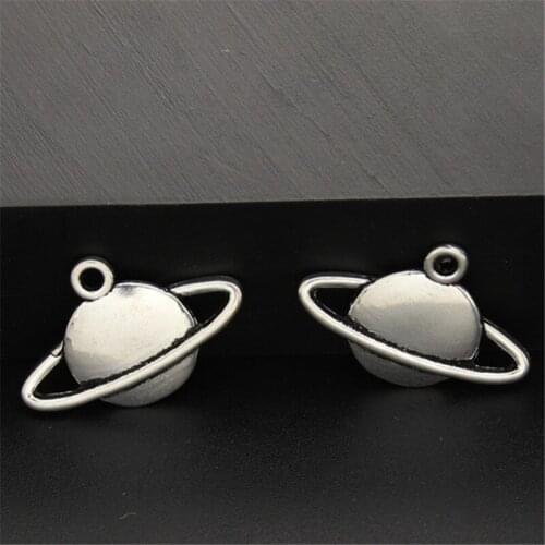15pcs Silver Color 2 Side Saturn Planet Charms Pendant DIY Metal Bracelet Necklace Jewelry Findings A2500