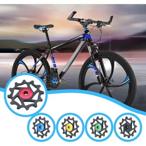 2pcs MTB Road Bike Ceramic Pulley 7005 Aluminum Alloy Rear Derailleur12T 14T Guide Wheel Ceramic Bearing Jockey Wheel Resin