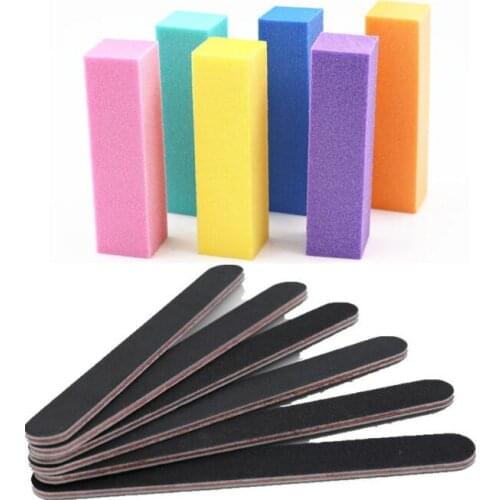 30Set/Lot 12Pcs/Set High Elastic Four Sided Sponge Nail File Grinding Striped Bean Curd Polishing Trimming File Manicure HA2174