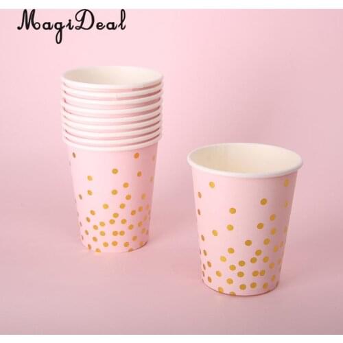 MagiDeal 40pcs Glitter Polka Dot Paper Cups Baby Shower Wedding Party Tableware Pink
