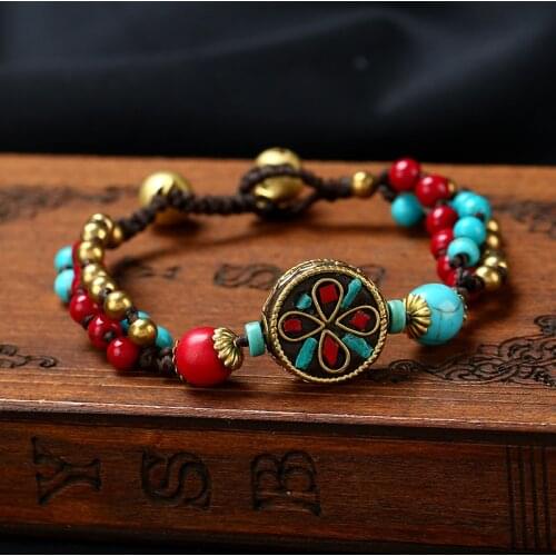 5 Designs vintage Nepal bracelet, New handmade braided bracelet nature stones,Original Design Simple ethnic bracelet