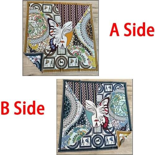 50% Cashmere 50% Silk Scarf Women Fashion Ethnic Tribal Shawl Stole Butterfly Face Flower Kerchief Headscarf 135*135cm