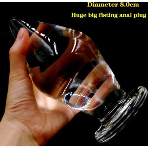 8cm Big Diameter Anal Expander Dilator Transparent Glass Huge Anal Plug Anus Masturbation Fisting Glass Butt Plug Adult Sex Toys