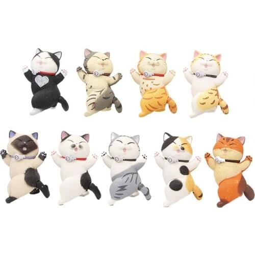 9Pcs Model Toy Cartoon Cats Figurines Mini Ornament Simulation Animal Display Mold for Gift