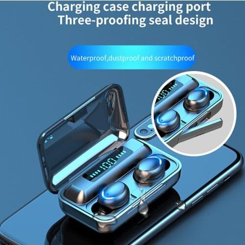 Wireless Earphones F9-5C TWS Digital Bluetooth 5.0 Earbuds Wireless 9D Stereo Sound Earphones for Phones Large Battery Capacity