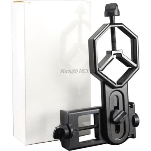 Black Adjustable Metal/ABS Cellphone Adapter Mount Microscope Spotting Scope Telescope Clip Bracket Mobile Phone Stand Holder