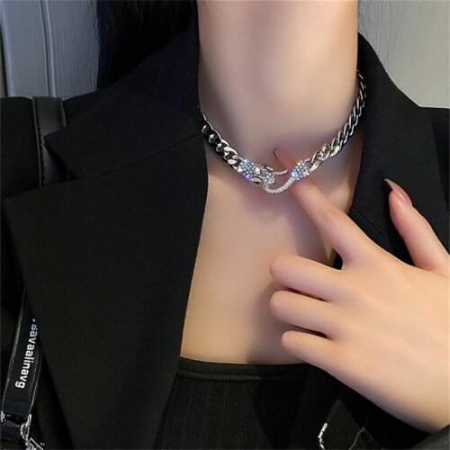 FYUAN New Snake Shape Hook Choker Necklaces for Women Geometric Chain Necklaces Statement Jewelry