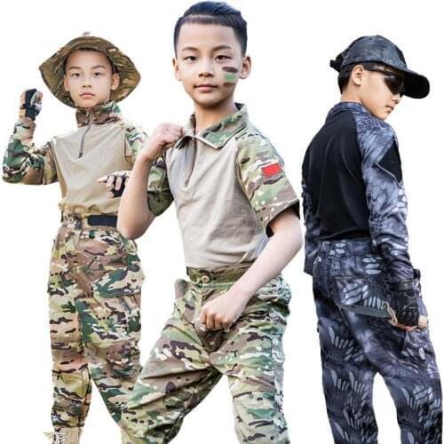 2021 US Special Forces Kids Cosplay Clothing Army Military Scouting Uniform Camouflage Training Performance Costumes 120-160Cm