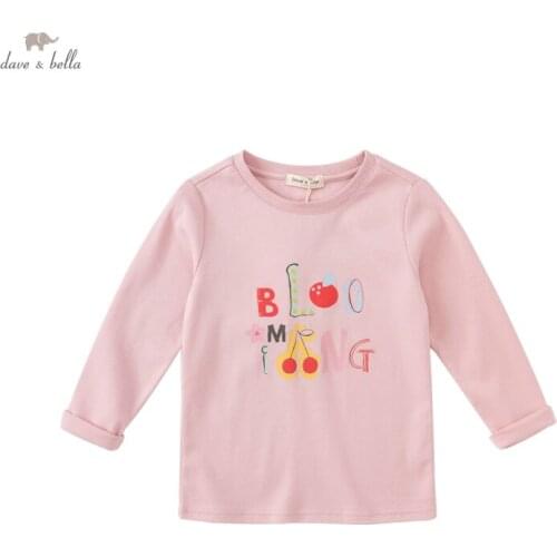 DKY18471 dave bella autumn 5Y-13Y kids clothes children fashion letter T-shirt girls high quality fashion tees