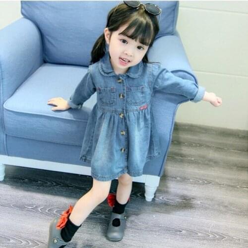 Girl Denim dresses 2020 New Spring summer new baby children kids casual stitching dresses