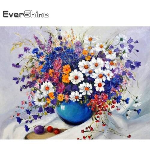 Evershine 5D DIY Diamond Embroidery Daisy Full Square Round Diamond Painting Flower Cross Stitch Mosaic Wall Decoration