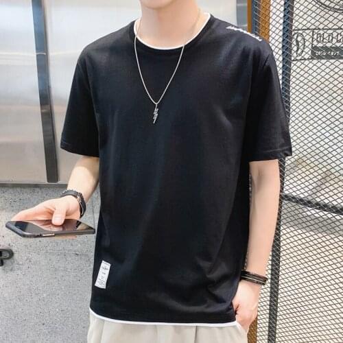 Summer High Quality Solid Color Cotton Men T-Shirt Harajuku Simple Style Plain Clothes Casual All-Match Short-Sleeved Streetwear