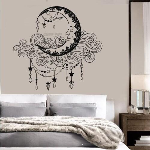 Exquisite Classical Vinyl Wall Decals Moon Clouds Living Room Bedroom Decoration Removable Stickers Art Mural YY138