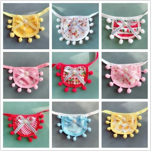 Pet bib dog saliva towel plaid lace border decorations cat bib small dog cat Neckerchief Pet Cats Kitten Flower Lace Bow Collar