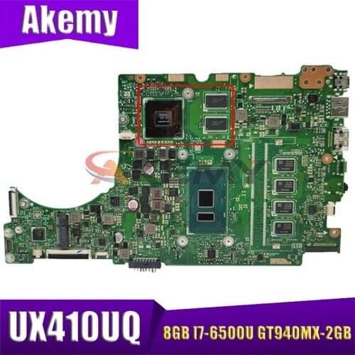 UX310UV Laptop motherboard for ASUS UX410UQ (14 inch) UX410U UX310U original mainboard 8GB-RAM I7-6500U GT940MX-2GB