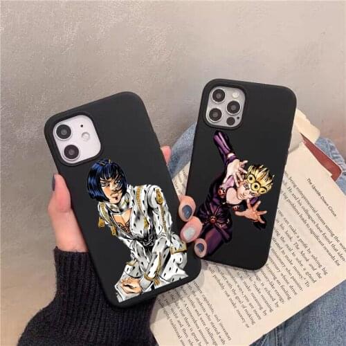 Cartoon JoJo Bizarre Adventure Black soft Phone case for iPhone 12pro max 11pro max 8 7 6S Plus XS max 5S SE XR 12mini Cover