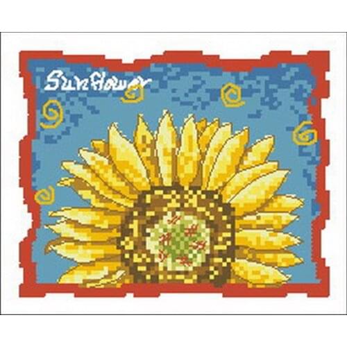 Cross stitch Handmade 14CT Counted Canvas DIY,Cross-stitch kits,Embroidery Sunflower scenery 5-23-21