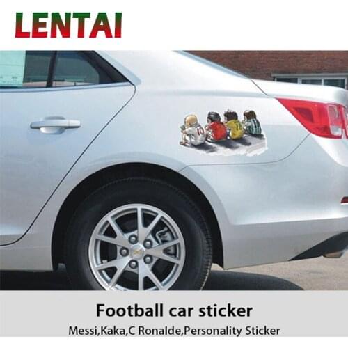 LENTAI For Opel astra h j g insignia vectra Peugeot 206 307 Ssangyong Cartoon Car Headlight Body Stickers Football Stars Styling