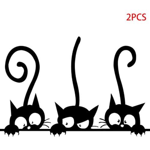 2 Pieces Adhesive Cute Cartoon Cat Wall Stickers Bedroom Livingroom Wall Decals Home Wall DIY Decors