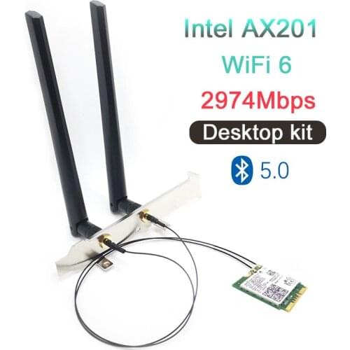 2974Mbps Bluetooth 5.0 Wireless AX201NGW Wifi Desktop Kit IPEX MHF4 U.FL Antenna For NGFF/M.2 CNVIo2 Intel AX201 Network Card