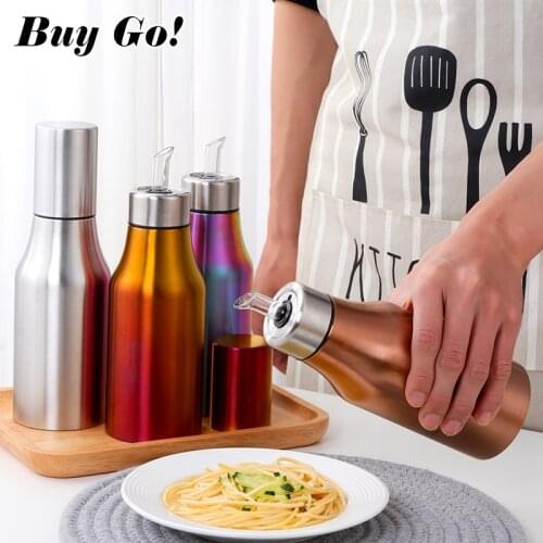 Stainless Steel Leak-proof Oil Dispenser Bottle Pot Oiler Spice Jar Sauce Vinegar Dust-proof Bottle Kitchen Accessories