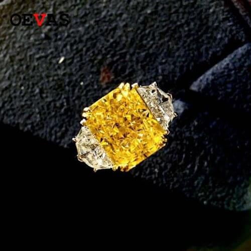 OEVAS 100% 925 Sterling Silver 4 Carats Topaz High Carbon Diamond Wedding Rings For Women Sparkling Party Fine Jewelry Wholesale