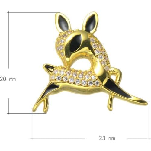 Copper Inlaid Zircon Dancing Fawn Charm Necklace CZ Pendant No Chain Handmade DIY New Trendy Fashion Jewelry Making Accessories