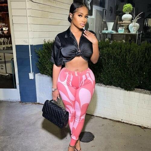 High Waist Printed Sexy Leggings Body Shaping Skinny Beam Feet Pants 2021 Autumn Korean Harajuku Cute 90S Y2K Clothes