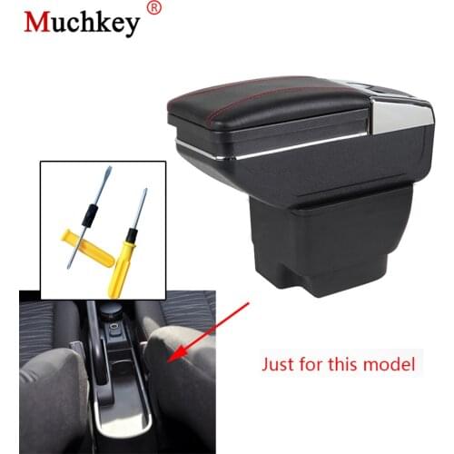 Armrest box For Mazda 2 central Console Arm Store content box cup holder ashtray PU Leather interior car styling accessories