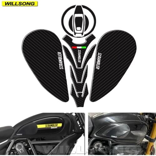 Carbon Fiber Fuel Tank Pad Anti Slip Sticker Side Knee Grip Protector For DUCATI SCRAMBLER Motorcycle Accessories