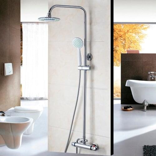 Modern New Bathroom Faucet Chrome Polished Shower Set Hot&Cold Mixers Taps Wall Mounted Rainfall Shower Faucets