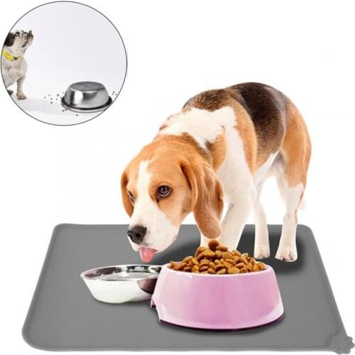 Solid Color Silicone Pet Food Pad Waterproof Pet Placemat For Dog Cat Pet Bowl Drinking Mat Dog Feeding Placemat Easy Washing