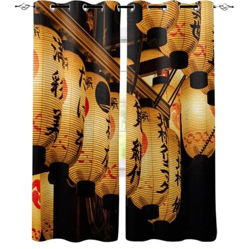 Japanese Lantern Night Scene Blackout Curtains For Living Room Bedroom Printed Window Treatment Drapes Home Decor