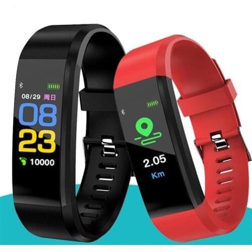 ID115 Plus Color Screen Smart Bracelet Fitness Tracker Pedometer Watch Band Heart Rate Blood Pressure Monitor Wristband Sale