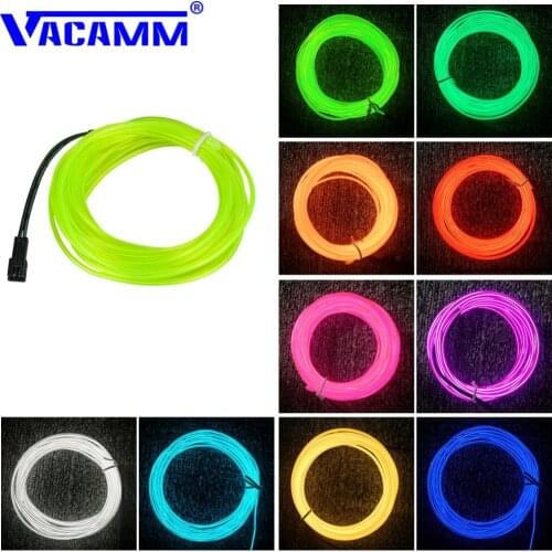 Vacamm 1M Waterproof LED Strip Light Neon Lights Flexible Rope Tube Cable+EL Adapter For Shoes Clothing Party Dance Car Decor