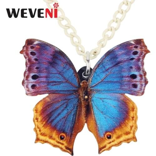 WEVENI Statement Acrylic Fashion Floral Butterfly Necklace Pendant Choker Trendy Bijoux Insect Jewelry For Women Girls Wholesale
